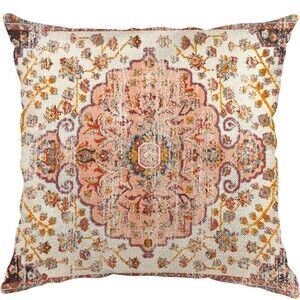 Knagsfa Boho Throw Pillow Decorative Cover Orange 20x20 Antique Ethnic